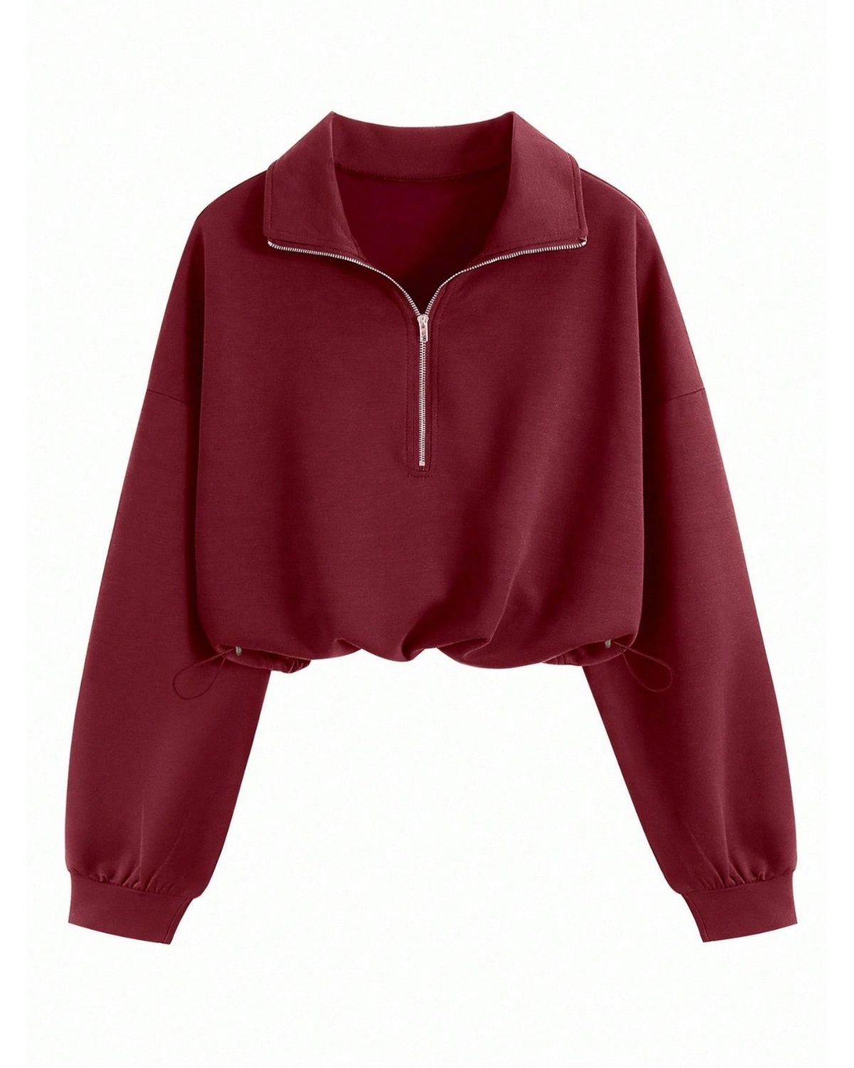 Half-Zip Collared Knit Crop Top