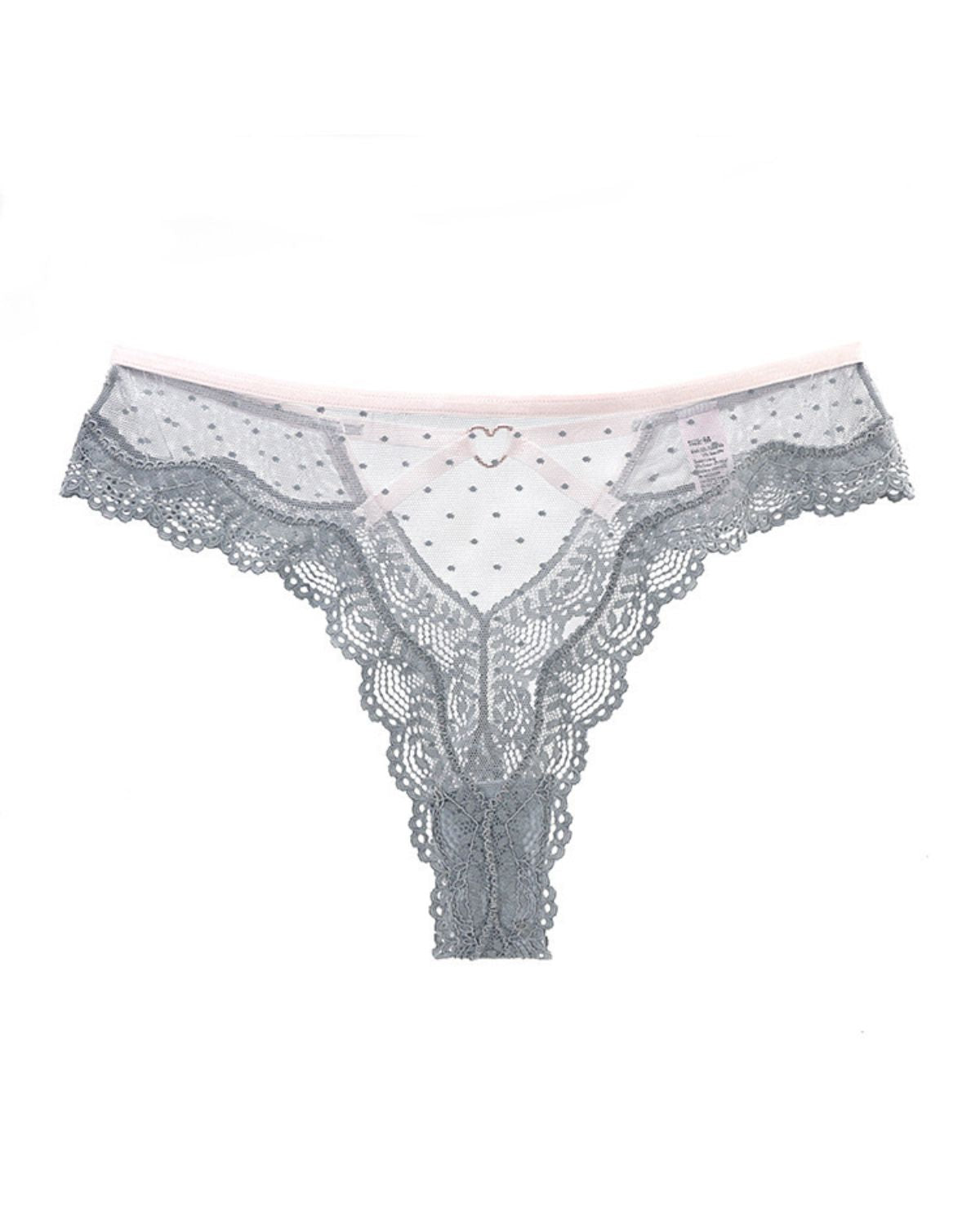 Sheer Heart Mesh Lace Thong