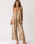 Lace-Trim Cami & Wide-Leg Pants Set