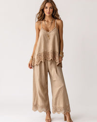 Lace-Trim Cami & Wide-Leg Pants Set