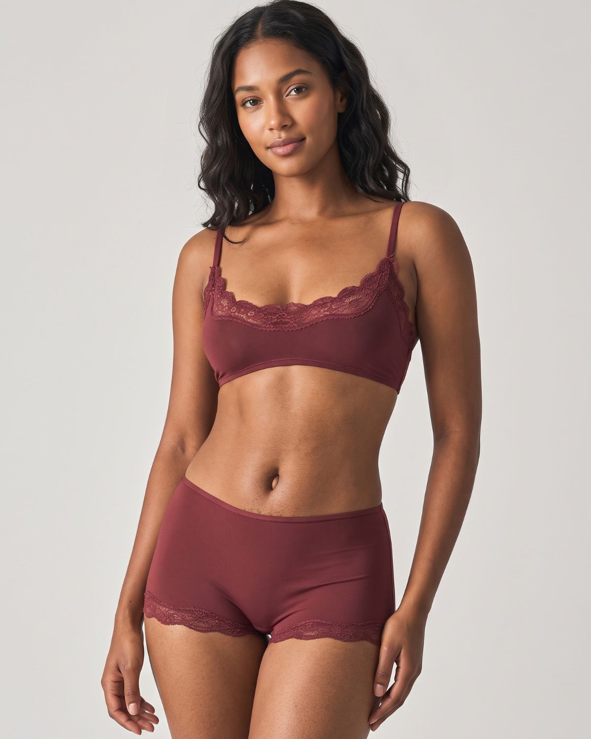 Lace Trim Wirefree Lightweight Underwear Set