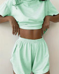Striped Tee & Split Shorts PJ Set