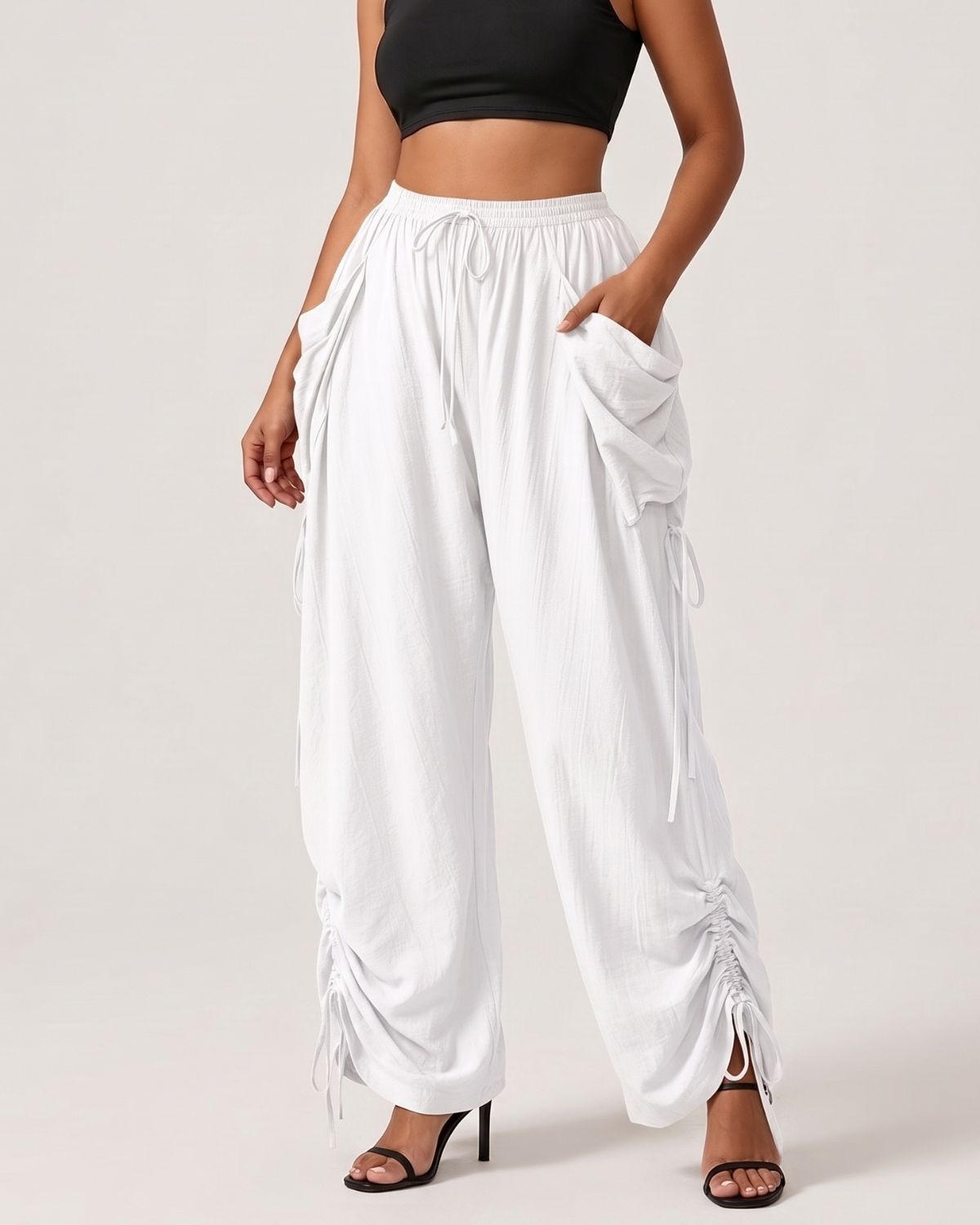 High-Waist Drawstring Harem Pants