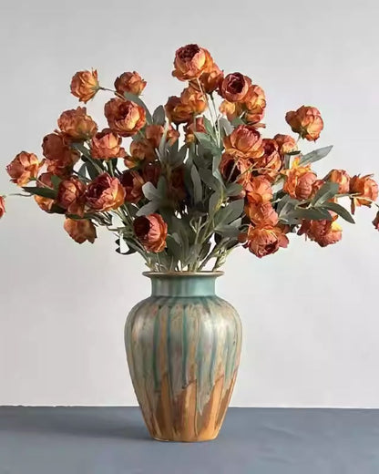 Vintage Oil Painting Ceramic Vase, Dried Flower Living Room Decor