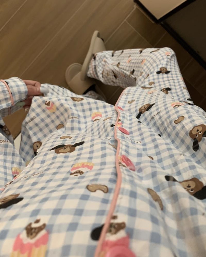 Cartoon Puppy Long Sleeve Pajama Set