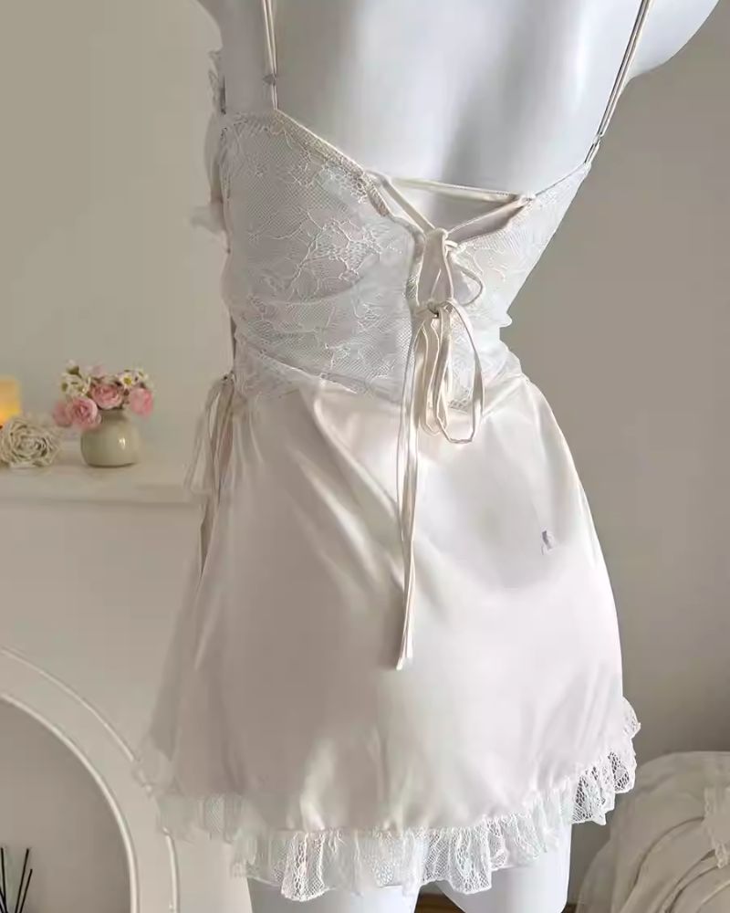 Satin Lace Nightgown Sleep Dress