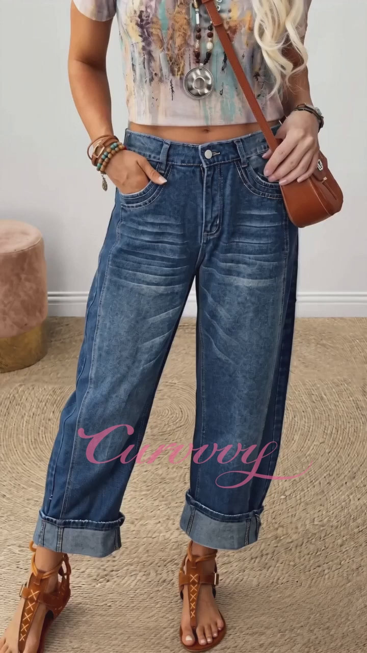 Raw-Hem Mid-Rise Cropped Straight Jeans