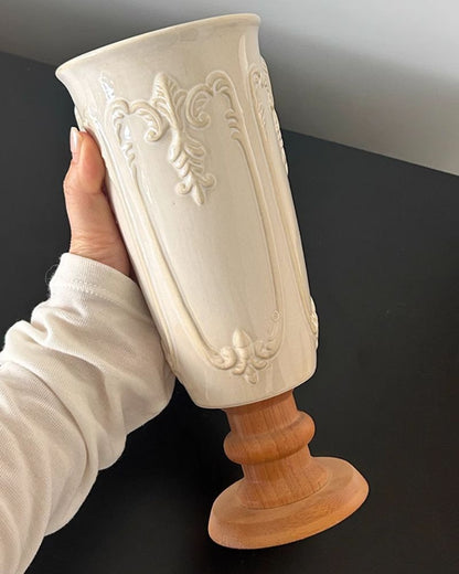 Vintage Oil Painting Ceramic Vase, Dried Flower Living Room Decor
