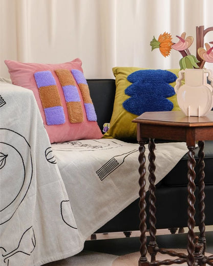 Velvet Geometric Pillow - Textured Decorative Cushion for Modern Sofa Styling