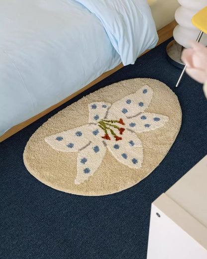 Printed Bedroom Carpet - Winter Fresh Style Bedside Mat for Cozy Spaces