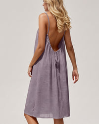 Solid Color Backless Cami Short Dress