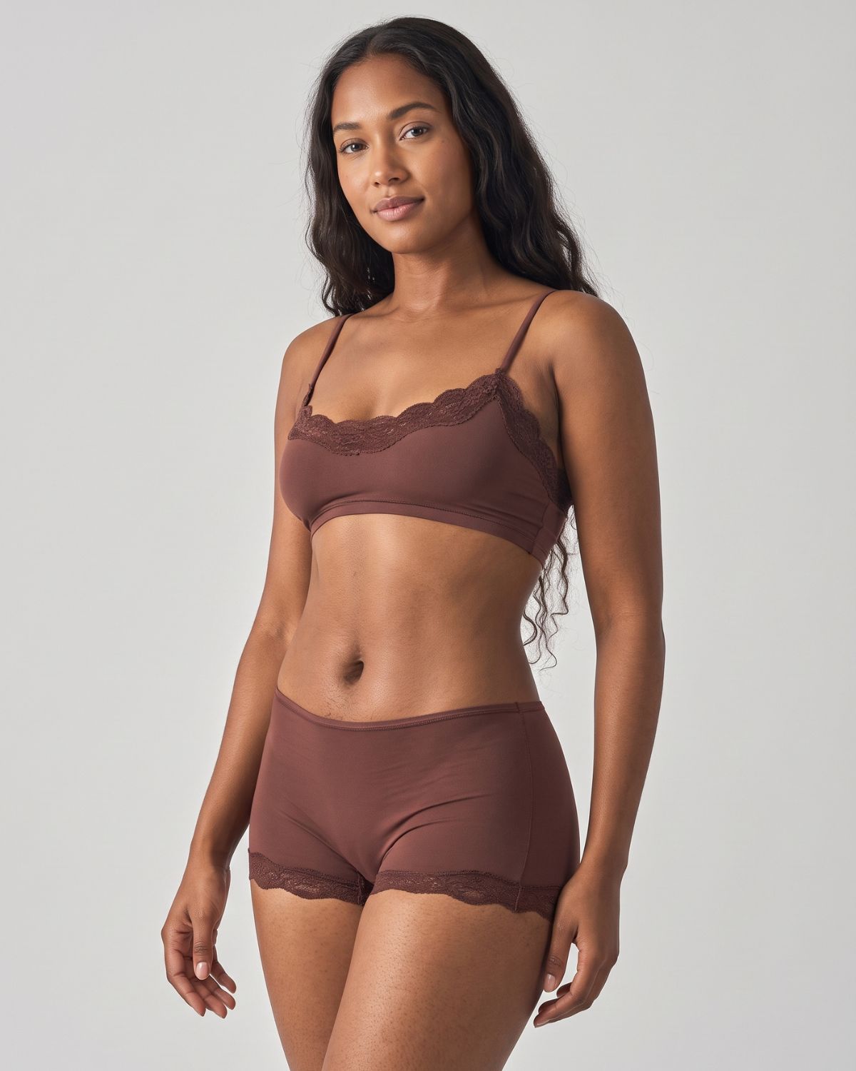 Lace Trim Wirefree Lightweight Underwear Set