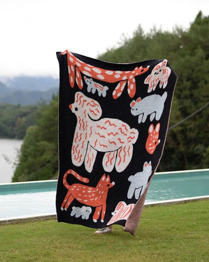 Thick Cartoon Delivery Print Blanket - Fleece Throw for Living Room & Naps