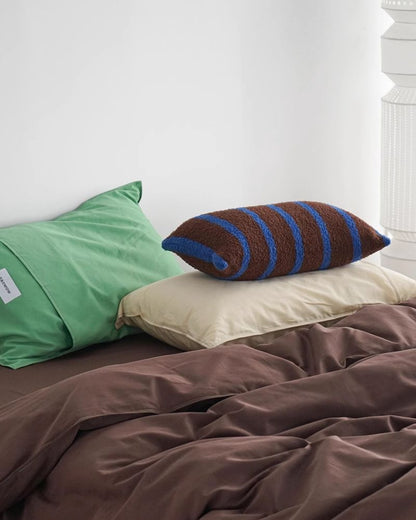 Nordic Mallard Stripe Half-Fleece Pillows for Living Room and Bedroom