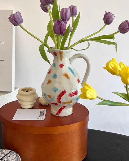 Nightingale & Rose Double-Sided Hand-Painted Ceramic Vase - Artistic Home Decor
