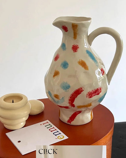 Nightingale & Rose Double-Sided Hand-Painted Ceramic Vase - Artistic Home Decor
