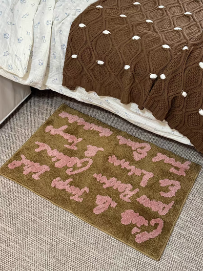 Vintage Shaggy Alphabet Square Rug for Living Room, Bedroom, and Home Decor