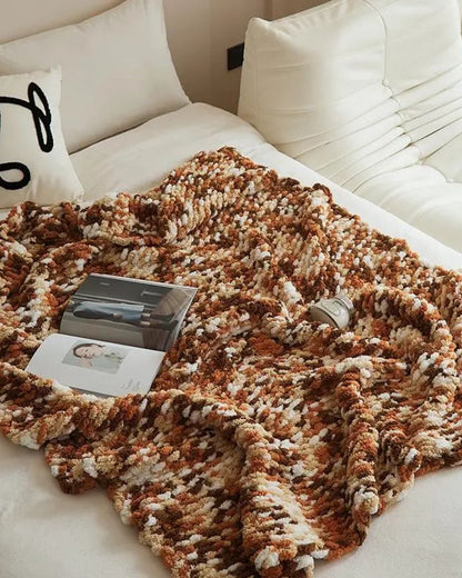 Colorful Woven Plush Throw for Sofa, Lap, and Office Decor