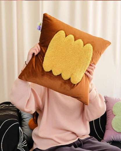 Velvet Geometric Pillow - Textured Decorative Cushion for Modern Sofa Styling