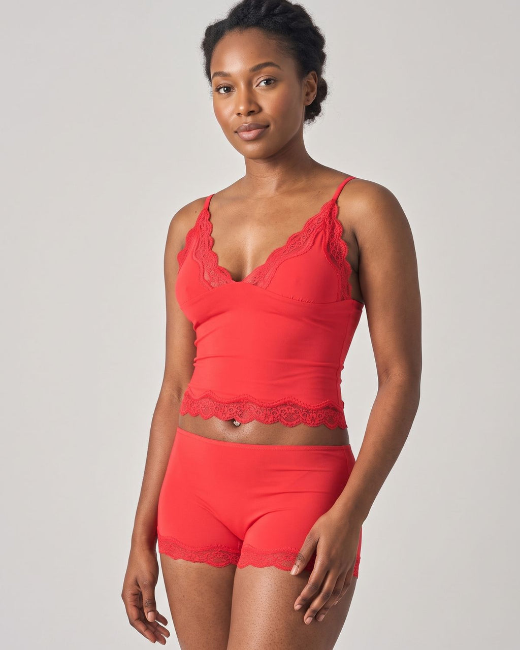 Lace Trim Cami And Short Set