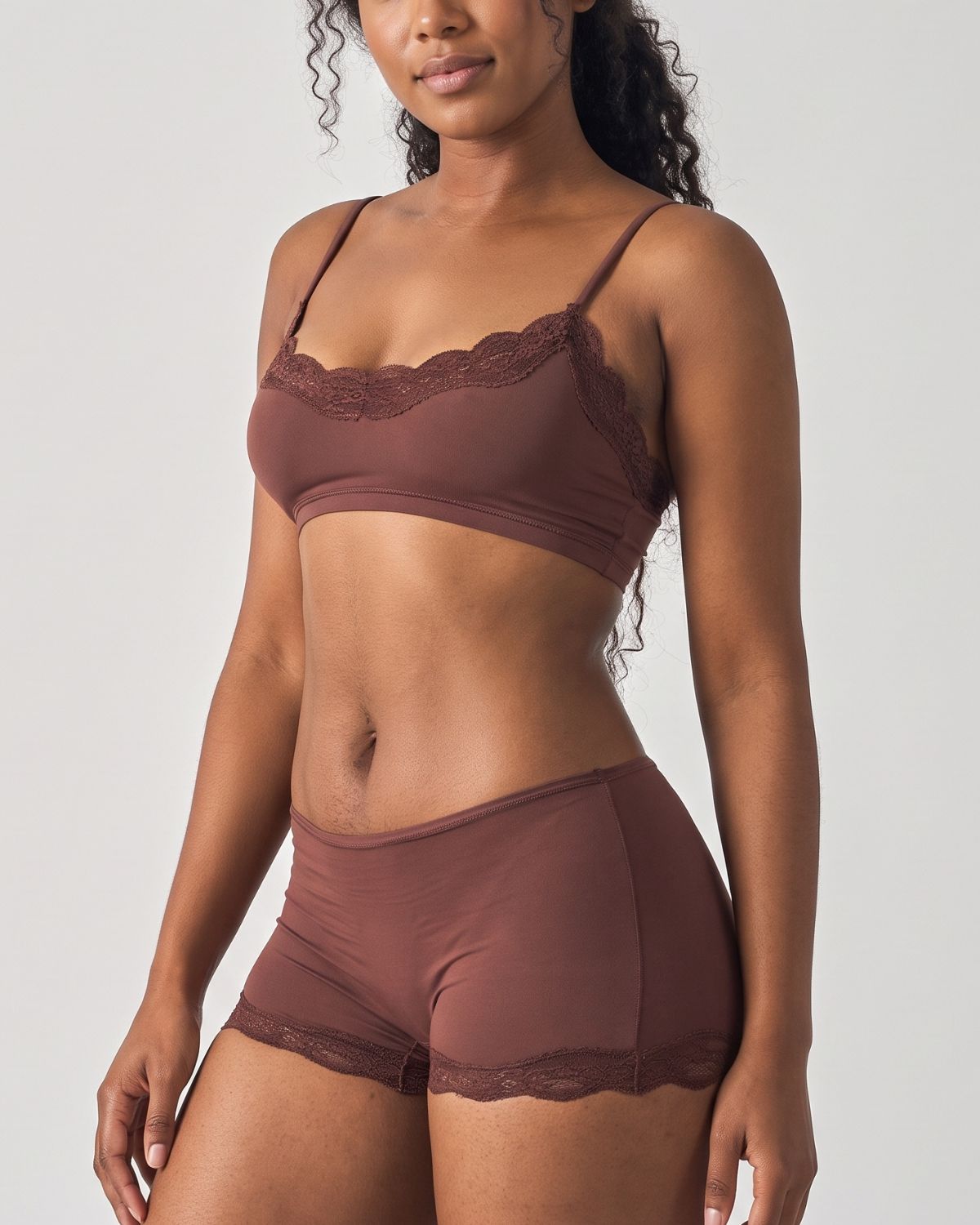 Lace Trim Wirefree Lightweight Underwear Set