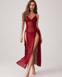Sexy Mesh Side Split Nightdress