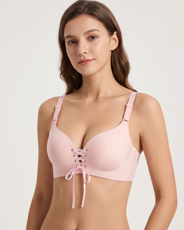 Honeycomb-Cup Wireless Push-Up Bra