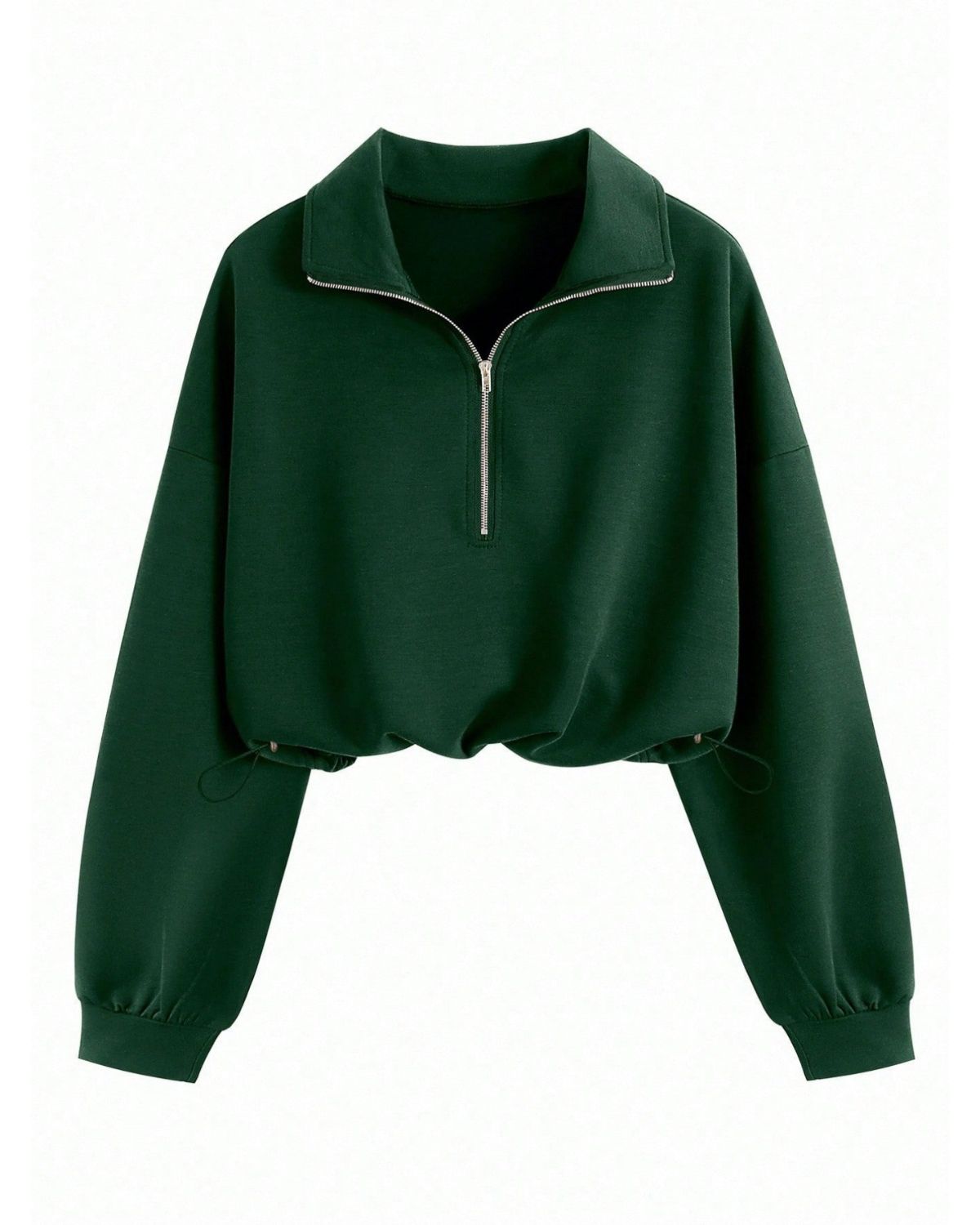 Half-Zip Collared Knit Crop Top