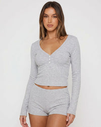 Button Front Crop Top & Shorts Set