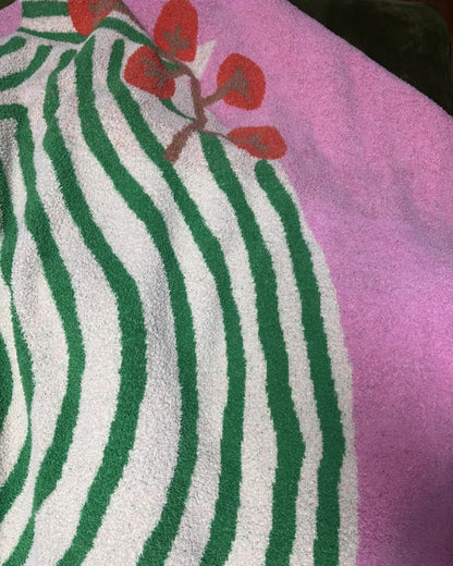 Vase Design Half-Side Plush Sofa Blanket - Summer Air Conditioning Throw Blanket for Office Naps