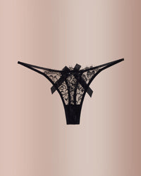 Eyelash Lace Strappy Floral Bow Thong