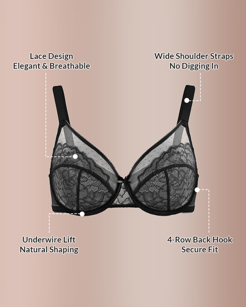Full Coverage Floral Lace Bra