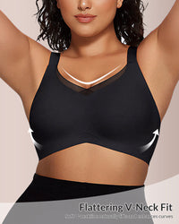 Sujetador cruzado de malla con cuello en V