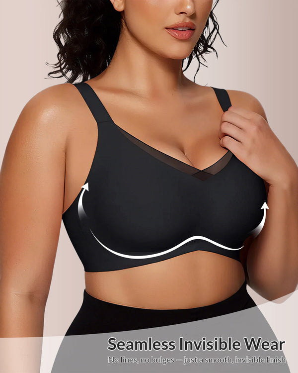 V-Neck Mesh Crossover Bra