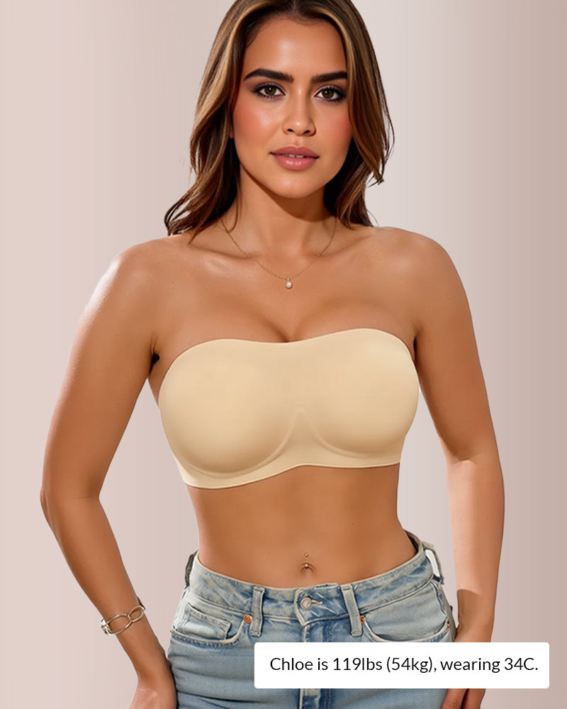 Seamless Anti-Slip Strapless Push-Up Bandeau Bra