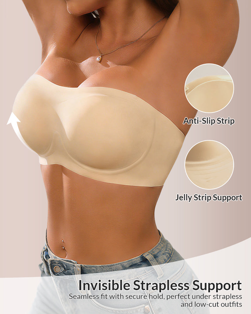Seamless Anti-Slip Strapless Push-Up Bandeau Bra
