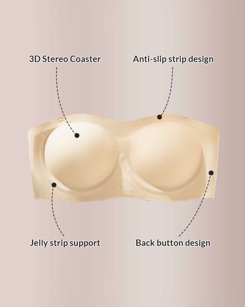 Seamless Anti-Slip Strapless Push-Up Bandeau Bra