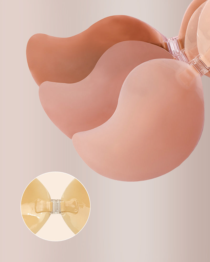 Seamless Mango Cup Silicone Sticky Bra with Push-Up Clasp
