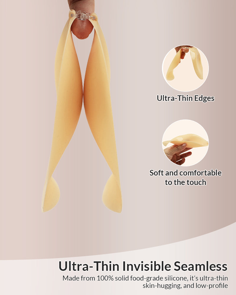 Seamless Mango Cup Silicone Sticky Bra with Push-Up Clasp