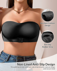 Seamless Front-Closure Strapless Bandeau Bra