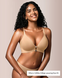 Seamless Front-Closure Wire-Free Racerback Bra