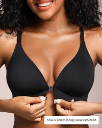 Seamless Front-Closure Wire-Free Racerback Bra