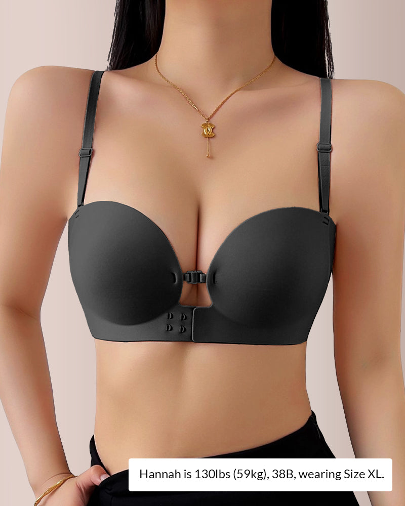 Front-Closure Strapless Push-Up Bra