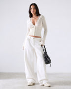 Lace-Trim Sheer Knit Cropped Cardigan