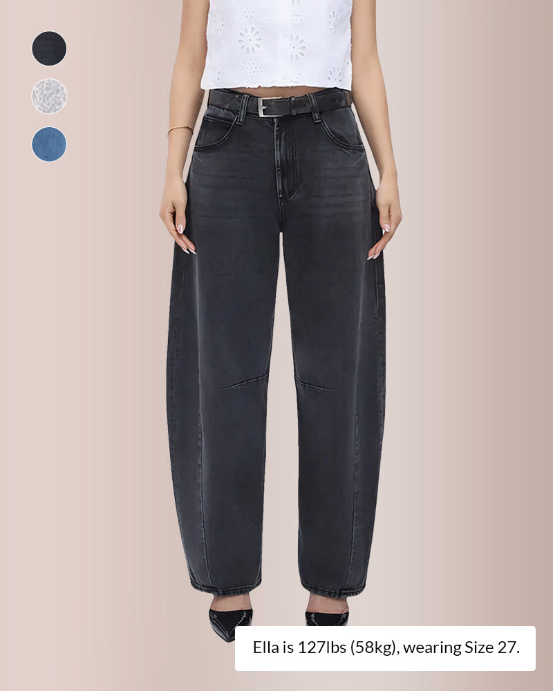 High Waist Baggy Barrel Leg Jeans