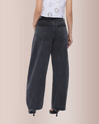 High Waist Baggy Barrel Leg Jeans