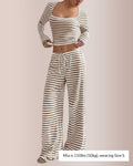 Stripe Square Neck Crop Top & Wide Leg Pants Set