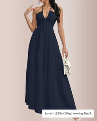 Halter Neck Tiered Maxi Dress