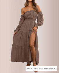 Off-Shoulder Smocked Maxi Dress