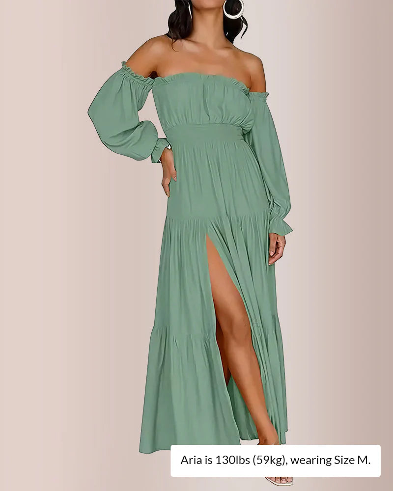Off-Shoulder Smocked Maxi Dress